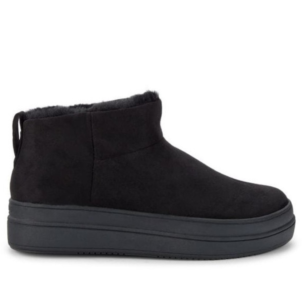 J/SLIDES Faux Fur-Lined Microsuede Booties